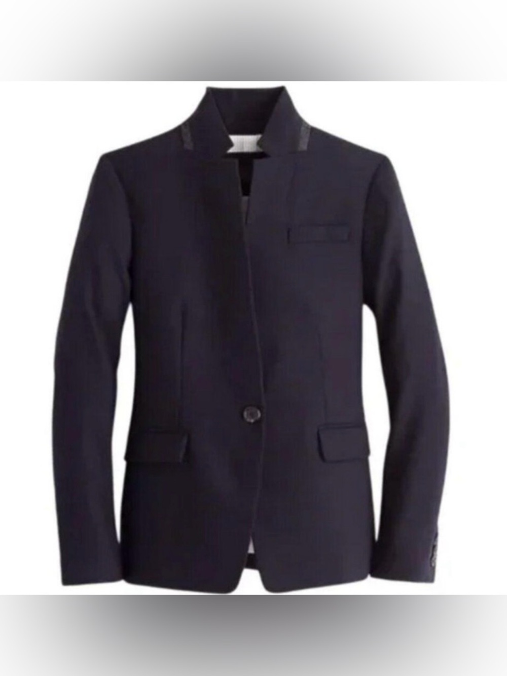 Women’s NWT JCrew Regent Blazer Jacket Black Wool Flannel B0323 Sz 4